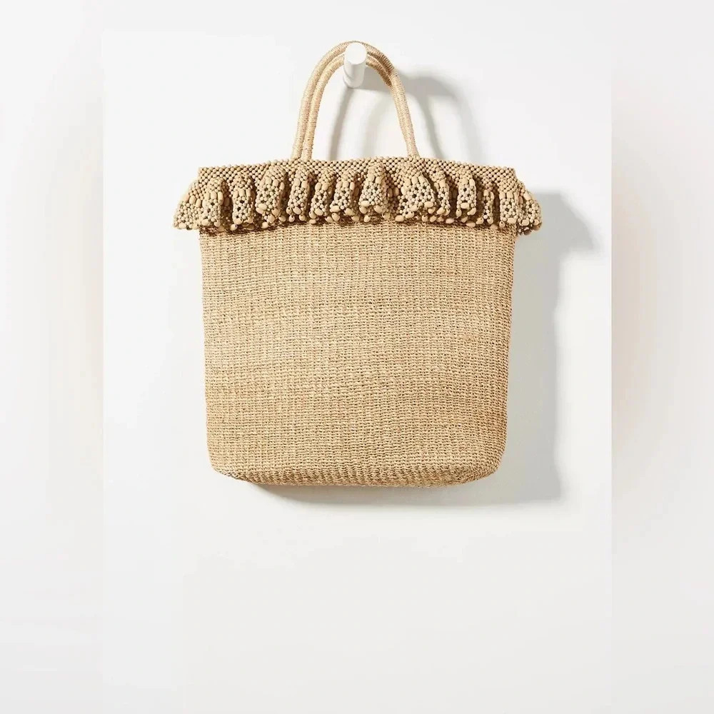 NWT Anthropologie Aranaz Ruffle-Trimmed Tote Bag